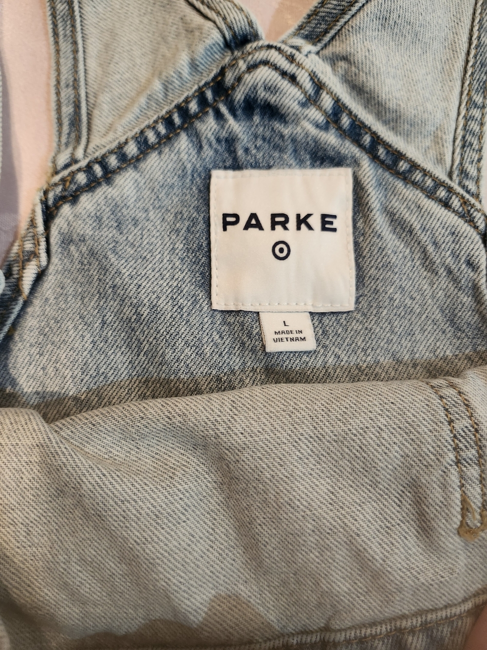 PARKE X TARGET LARGE Light Blue Denim Short Overalls - Women's Jeans - Picture 5 of 5